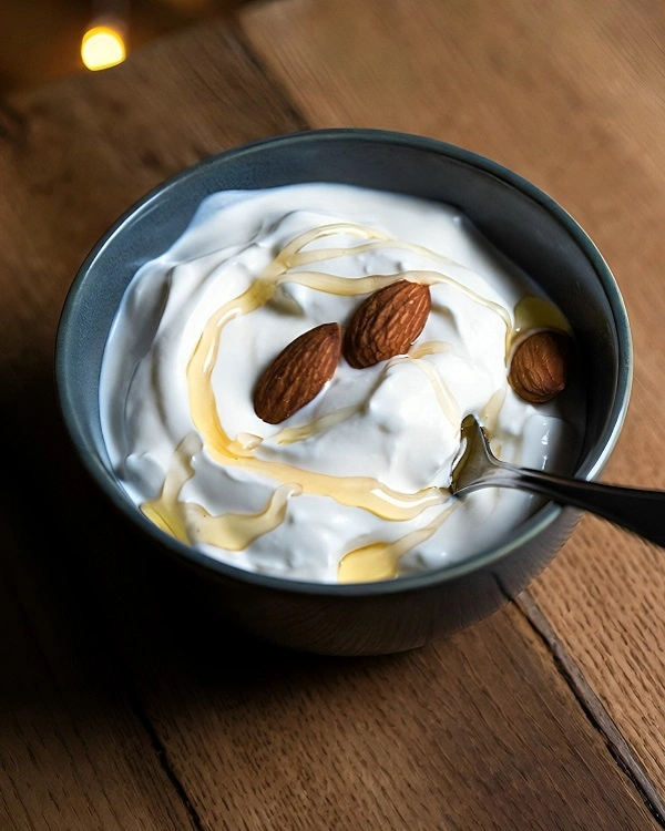 plain yogurt with honey and almonds healthy protein midnight snack