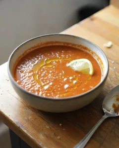 Turkish mercimek çorbası lentil soup served hot with lemon and bread