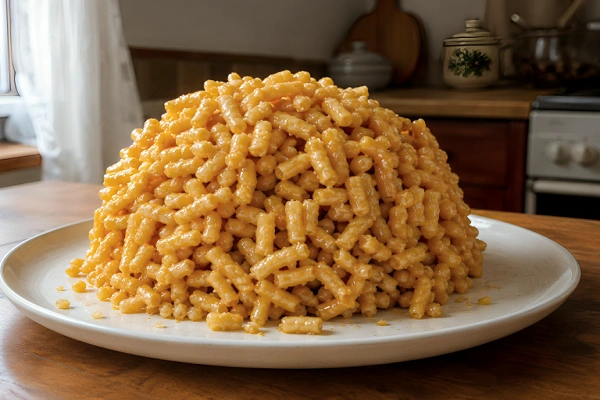 Golden Chak Chak piled high on a white serving plate